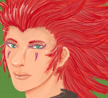 axel on green dot background
