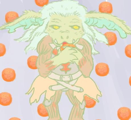 replicanon gobbie eating orange